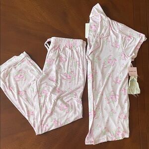 Shabby Chic Floral Pink Pajama Set